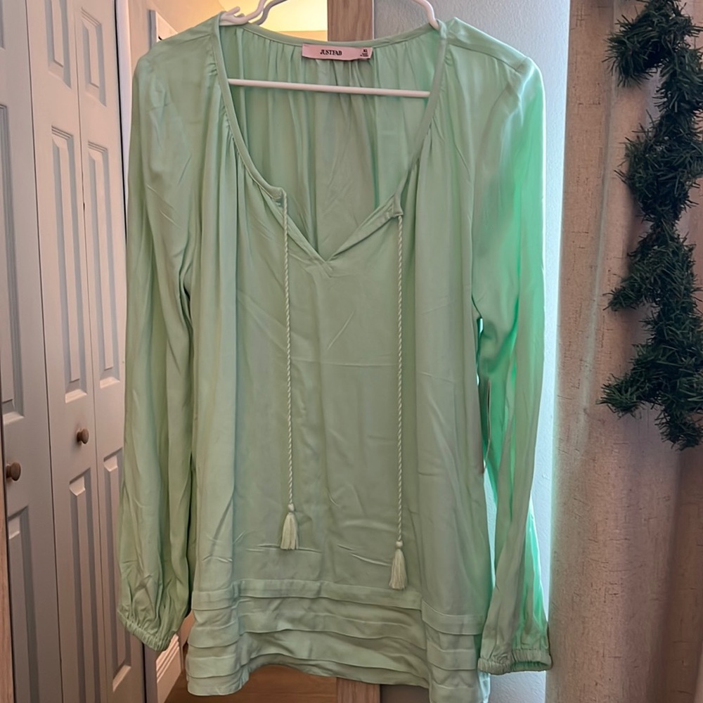 Teal Long Sleeve Blouse